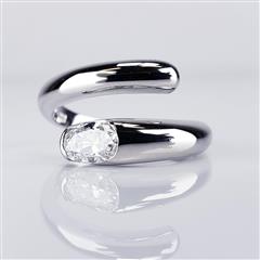 Bulgari GIA Certified Oval Diamond Bypass Ring in 18K White Gold